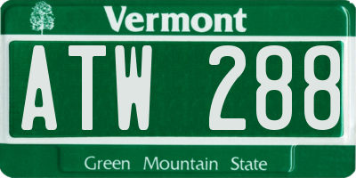 VT license plate ATW288