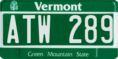 VT license plate ATW289