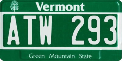 VT license plate ATW293