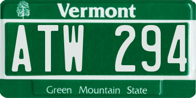 VT license plate ATW294