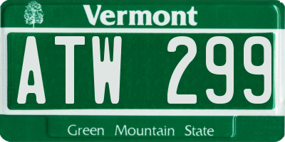 VT license plate ATW299