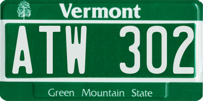 VT license plate ATW302