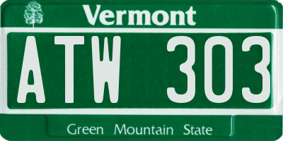 VT license plate ATW303