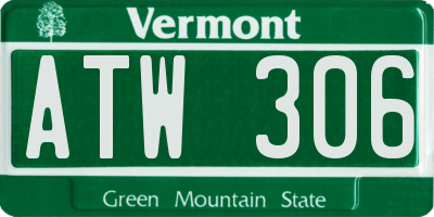 VT license plate ATW306