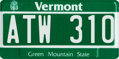 VT license plate ATW310