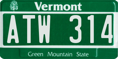 VT license plate ATW314