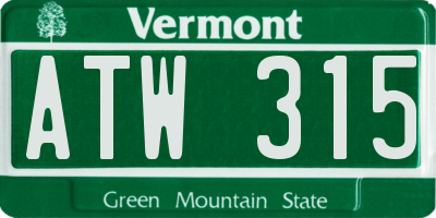 VT license plate ATW315