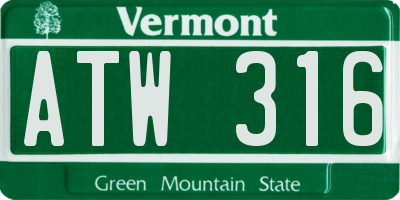 VT license plate ATW316
