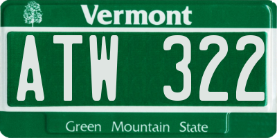 VT license plate ATW322
