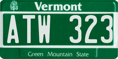 VT license plate ATW323