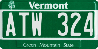 VT license plate ATW324