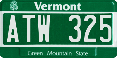 VT license plate ATW325