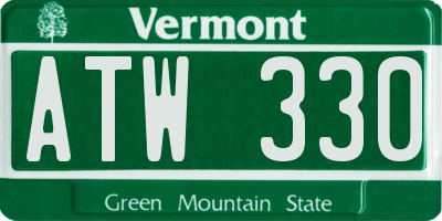 VT license plate ATW330
