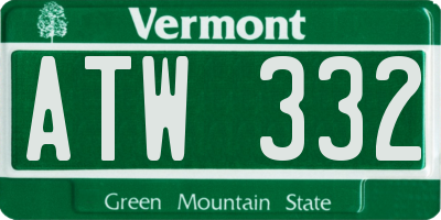 VT license plate ATW332