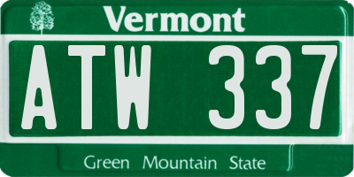 VT license plate ATW337