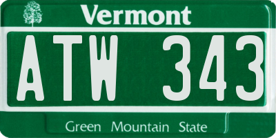 VT license plate ATW343