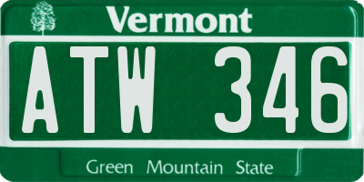 VT license plate ATW346