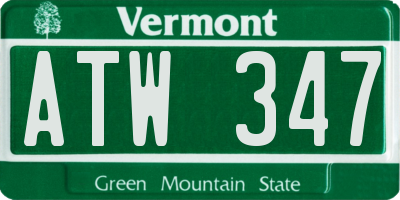 VT license plate ATW347