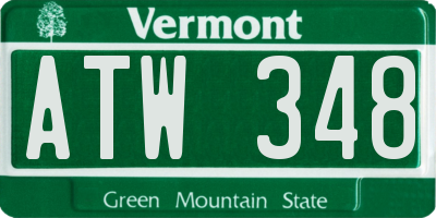 VT license plate ATW348