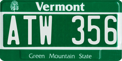 VT license plate ATW356