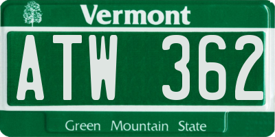 VT license plate ATW362