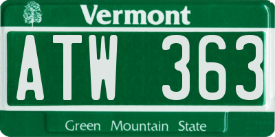 VT license plate ATW363