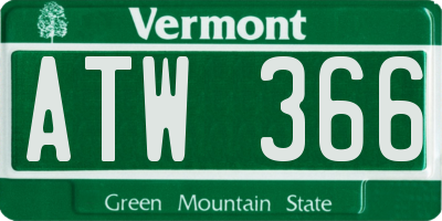 VT license plate ATW366