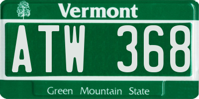 VT license plate ATW368