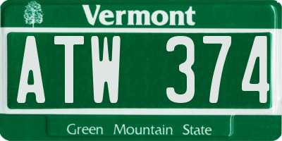 VT license plate ATW374