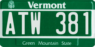 VT license plate ATW381