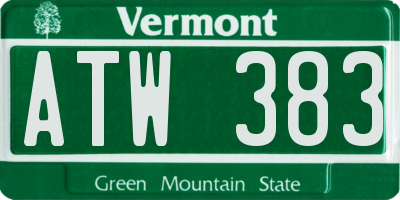 VT license plate ATW383