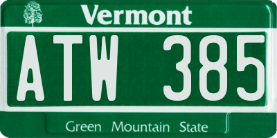 VT license plate ATW385