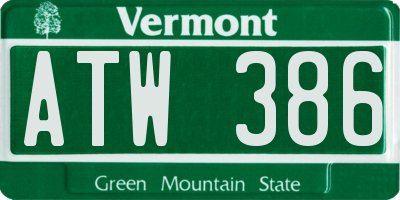 VT license plate ATW386