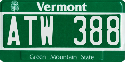VT license plate ATW388