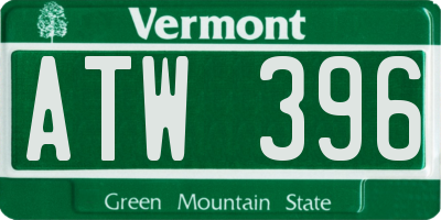 VT license plate ATW396