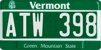 VT license plate ATW398