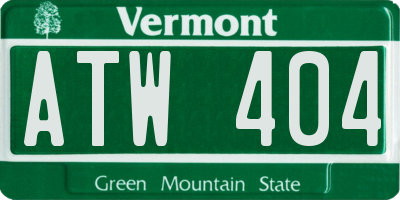 VT license plate ATW404