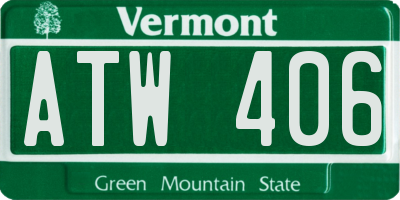 VT license plate ATW406