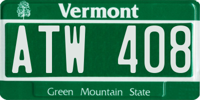 VT license plate ATW408