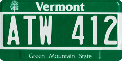 VT license plate ATW412