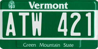 VT license plate ATW421