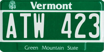 VT license plate ATW423