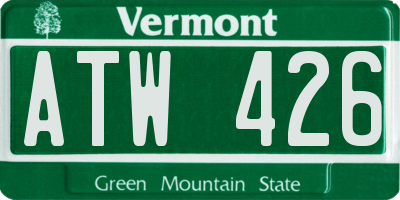 VT license plate ATW426