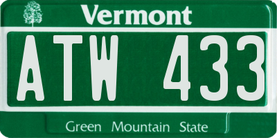 VT license plate ATW433