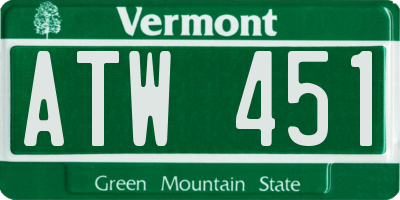 VT license plate ATW451