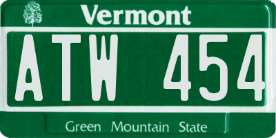 VT license plate ATW454