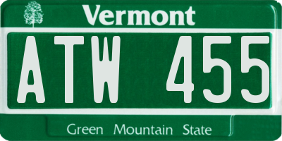 VT license plate ATW455