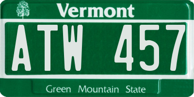 VT license plate ATW457