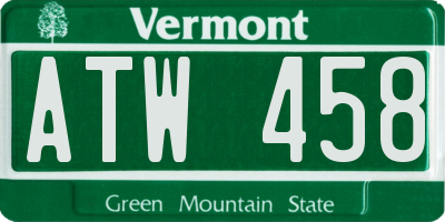 VT license plate ATW458