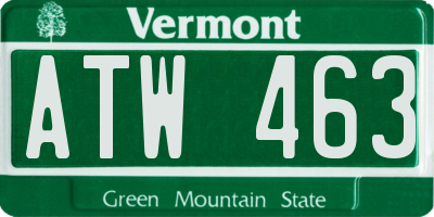 VT license plate ATW463